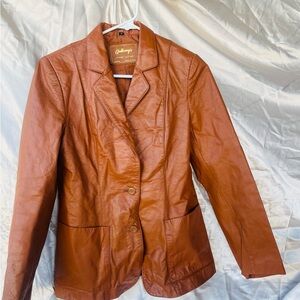 Women's Leather Blazer - Rich Brown